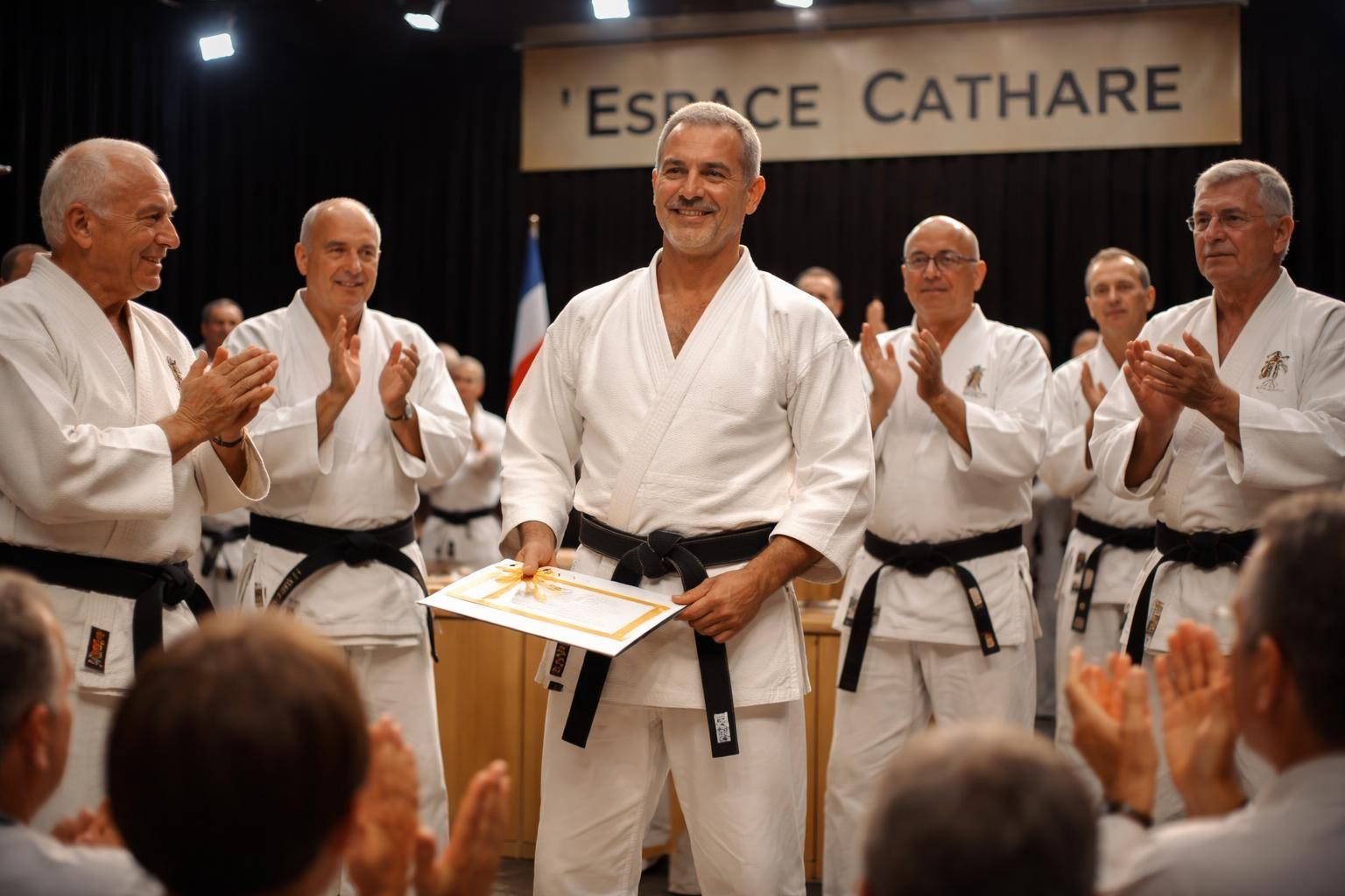 découvrez comment daniel campayo, judoka passionné, a été célébré à quillan pour l'obtention de son prestigieux 7e dan, entouré de ses proches et membres du club.