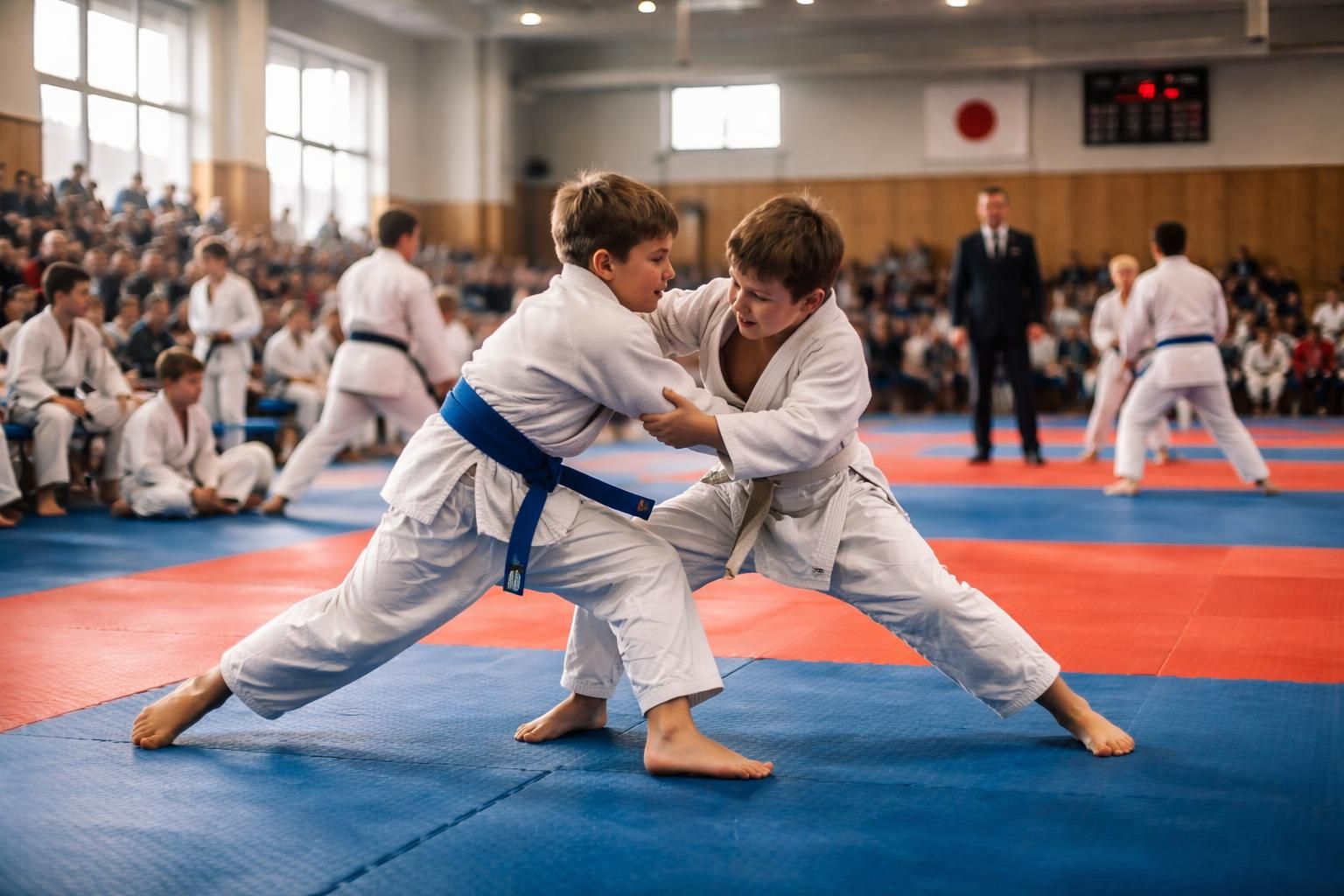 à viriat, 91 jeunes judokas ont rivalisé lors de la coupe de l’ain poussin, offrant un spectacle de compétition intense et fair-play.