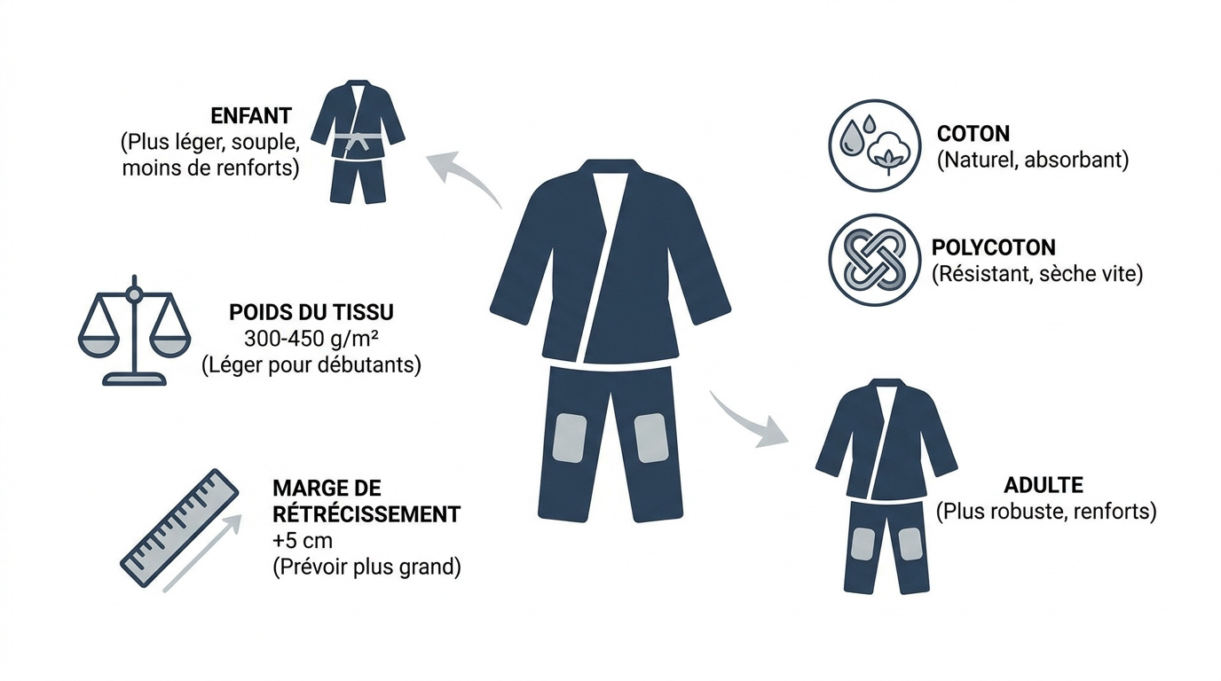 Ensemble d'équipement de judo pour débutant comprenant un kimono blanc et une ceinture