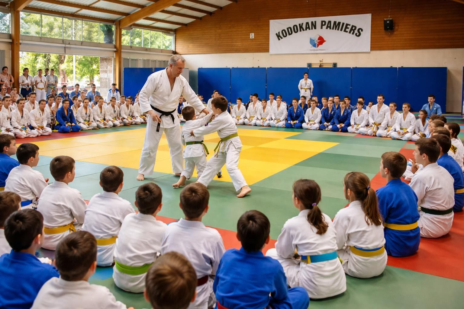 dĂ©couvrez l'ambiance estivale unique Ă pamiers lors du stage mĂ©morable de kodokan, oĂč les tatamis vibrent au rythme des passionnĂ©s d'arts martiaux.